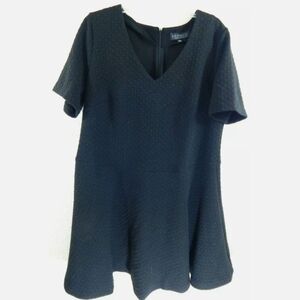 Eloquii Black Textured Fit Flare Dress